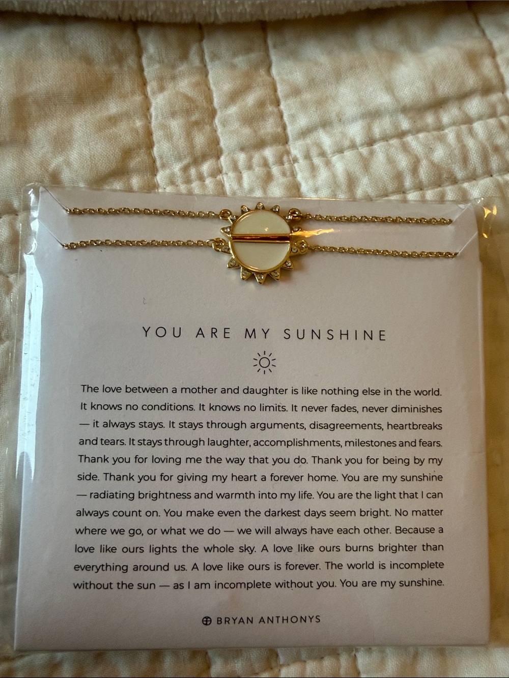 Bryan Anthonys You are sunshine necklace set. 14 K gold w/warm cream detail. NEW